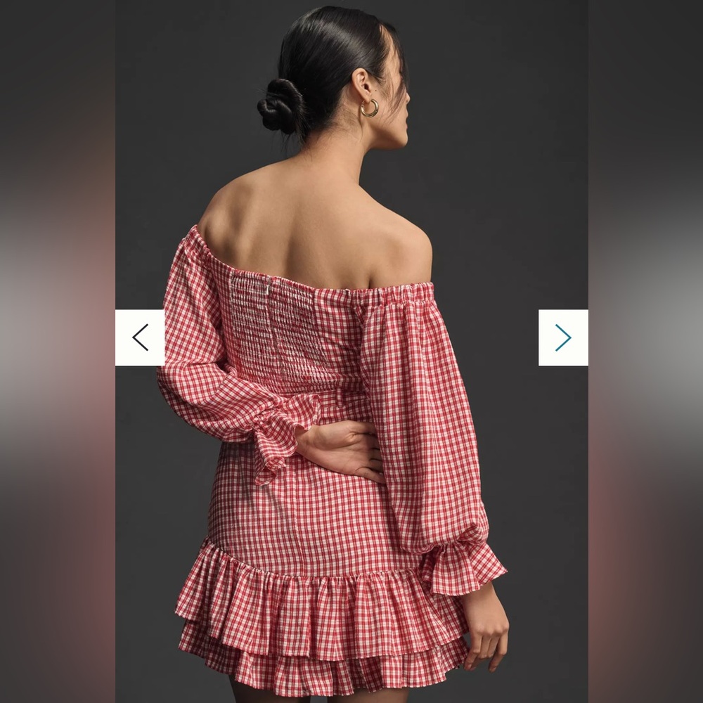NWT ANTHROPOLOGIE MAEVE OFF THE SHOULDER RUFFLED MINI DRESS - Picture 2 of 6